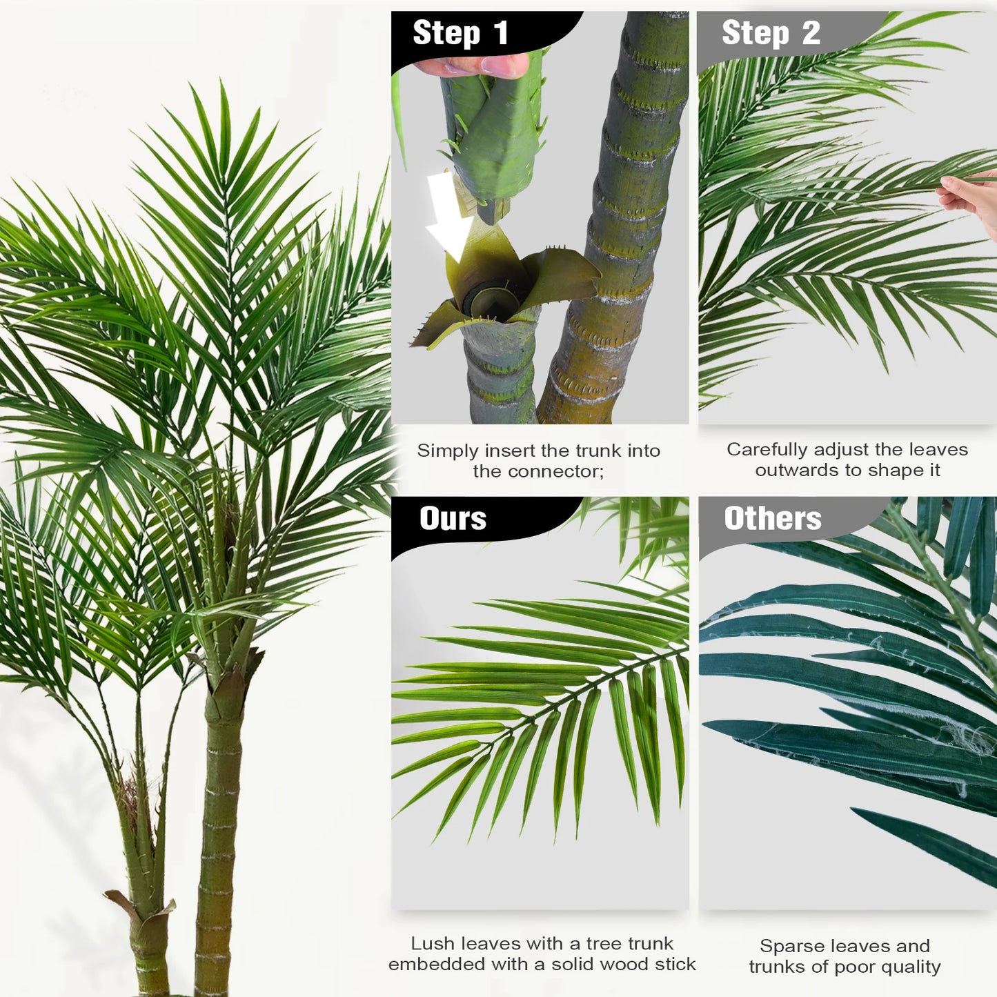 Olitree Artificial Areca Palm Tree With Decorative Floor Planter