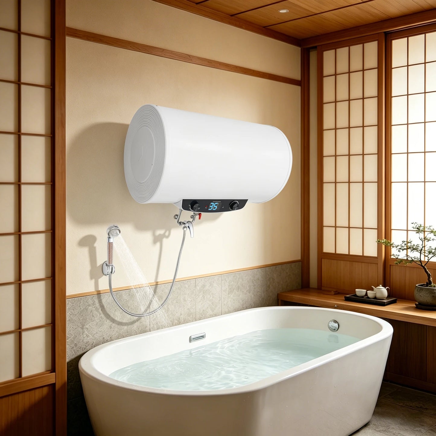 Electric Wall Mounted Water Heater, 1500W, 110V, IPX4 Waterproof