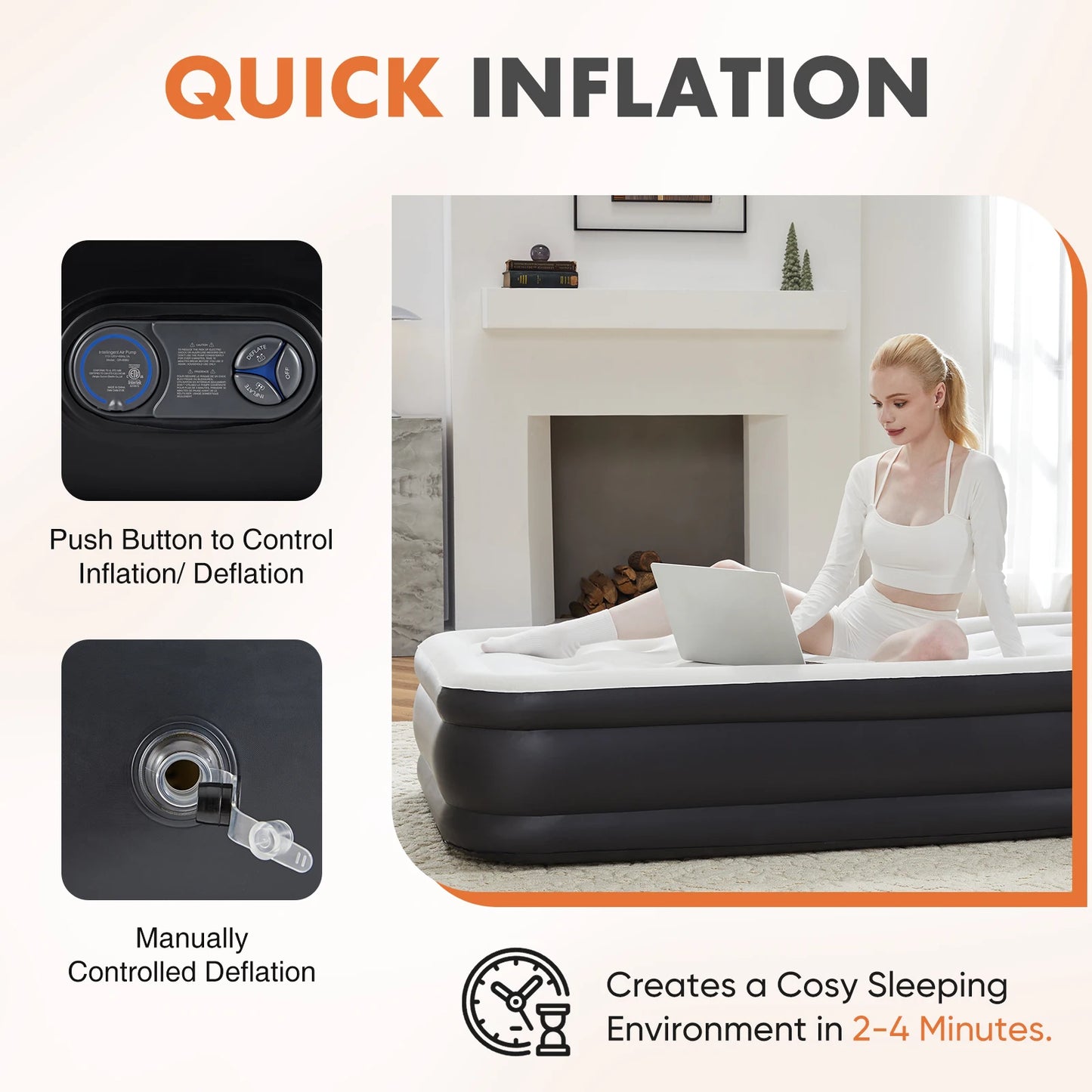 MCQ Air Mattress With Built In Pump Memory Foam Layer