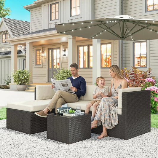 Outsunny Outdoor Wicker Patio Furniture Set With Garden Seating