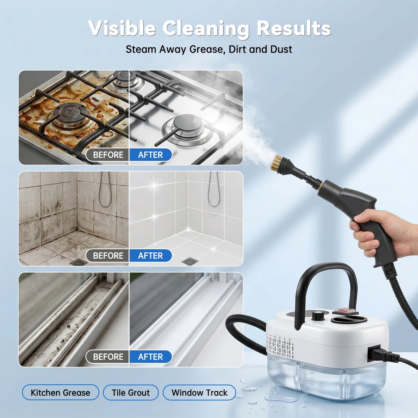 2500W Handheld Steam Cleaner 110V With Accessories US Plug