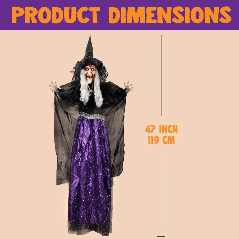Joyfy Animated Witch Halloween Decor With Sound Activated Talking Led