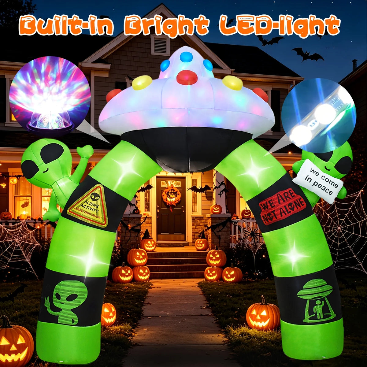 Halloween Inflatable Alien Archway With LED Lights Outdoor Decoration