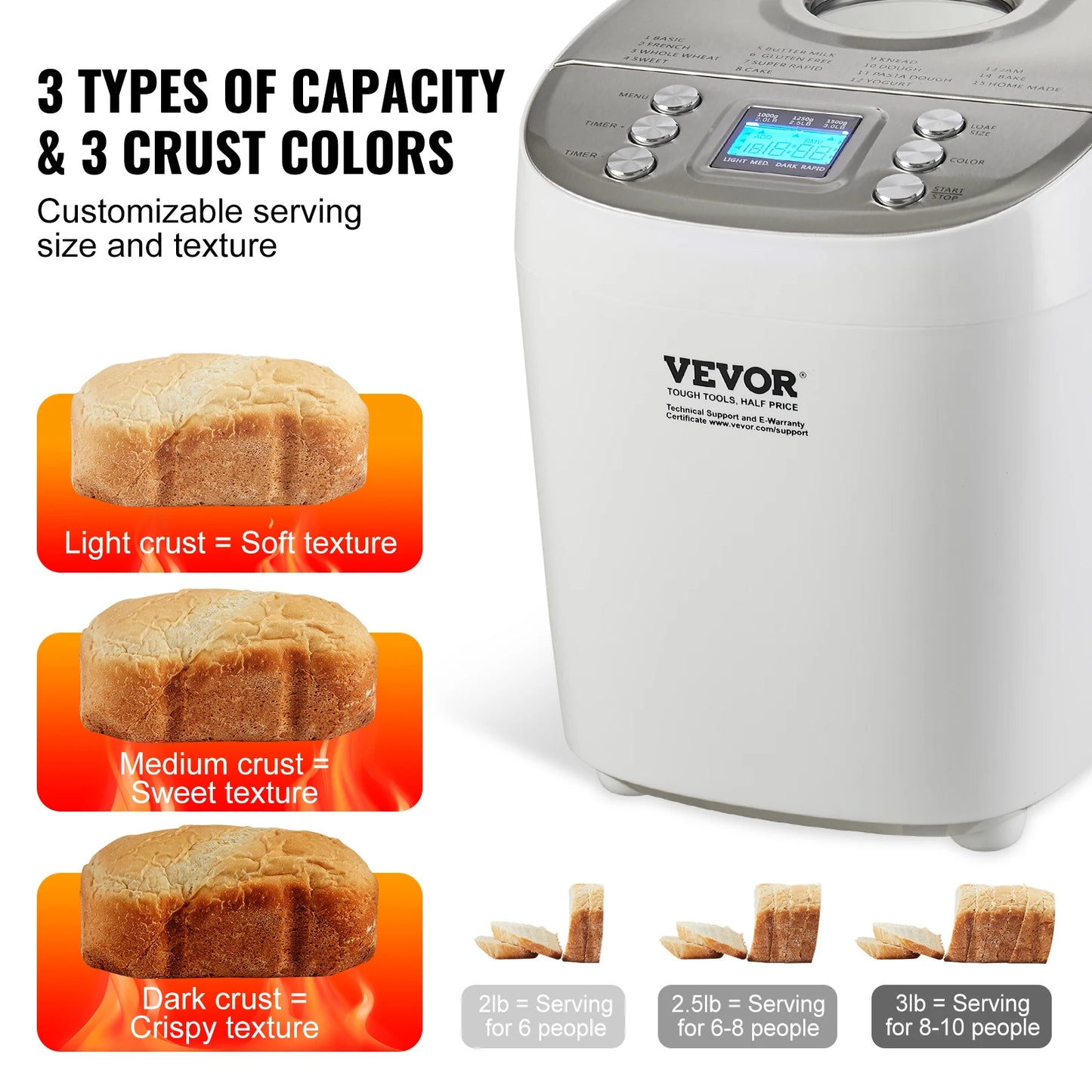 SucceBuy 15 In 1 Bread Maker With Gluten Free Setting And Non Stick Ceramic Pan