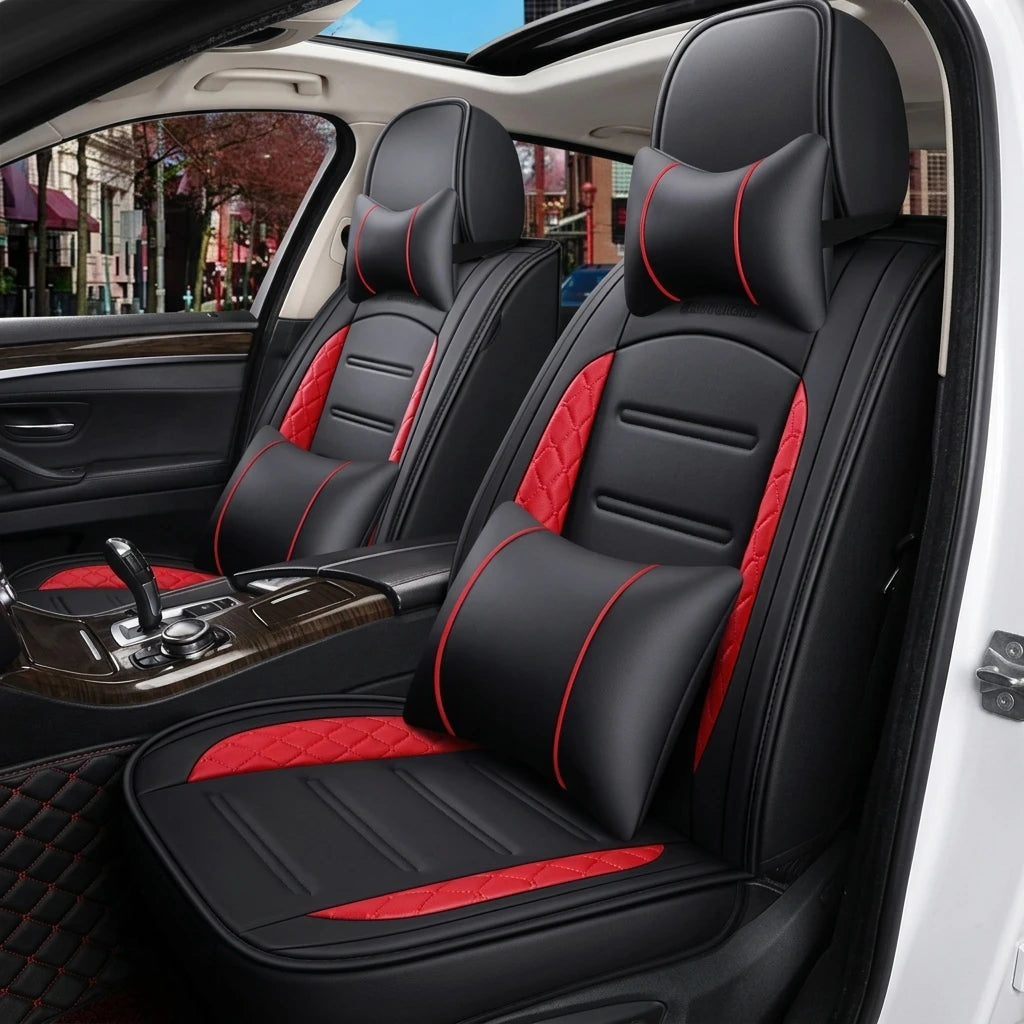 Leather Car Seat Covers Full Set for Honda With Pillows and Cushions