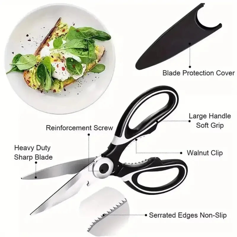 Multifunctional Stainless Steel Kitchen Scissors For Food Preparation