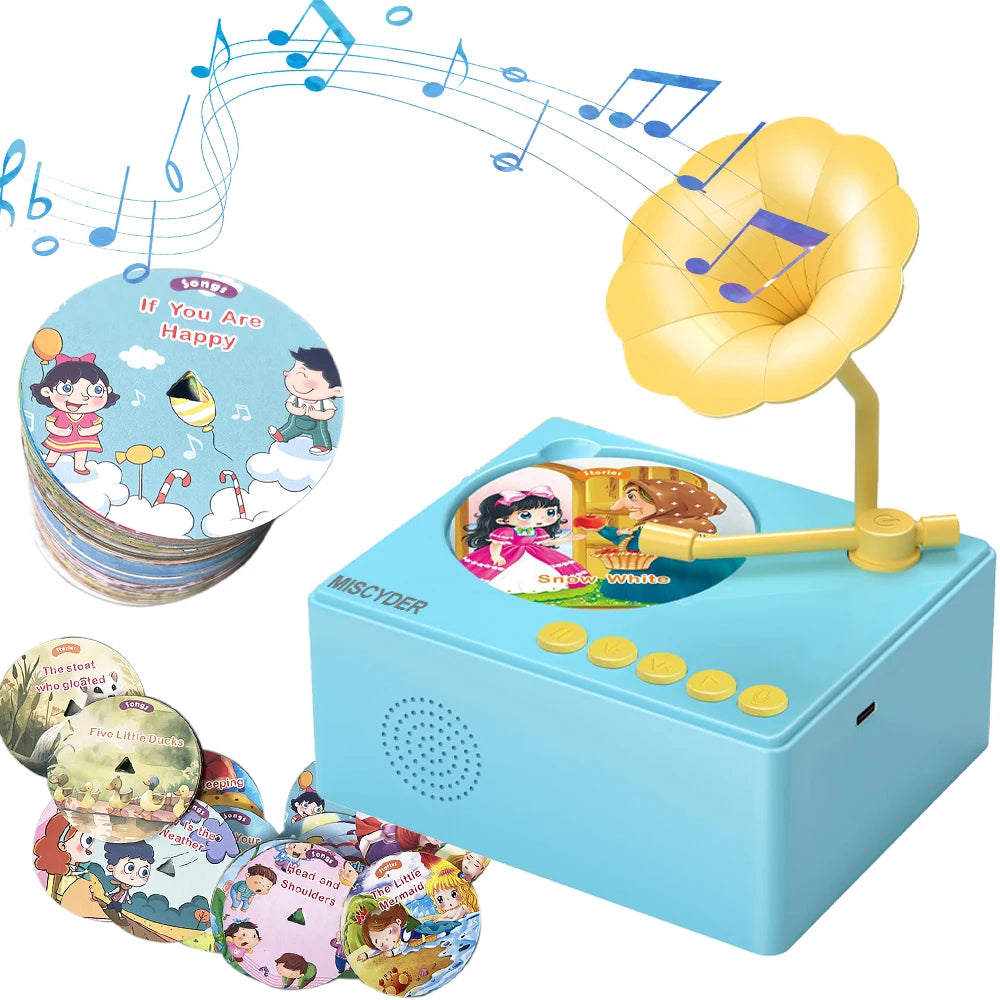 Phonograph Story Music Player With 96 Cards For Kids