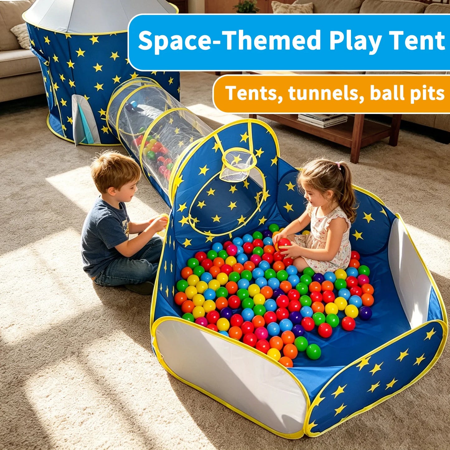 3In1 Pop Up Playtime Tent With Tunnel And Ball Pit