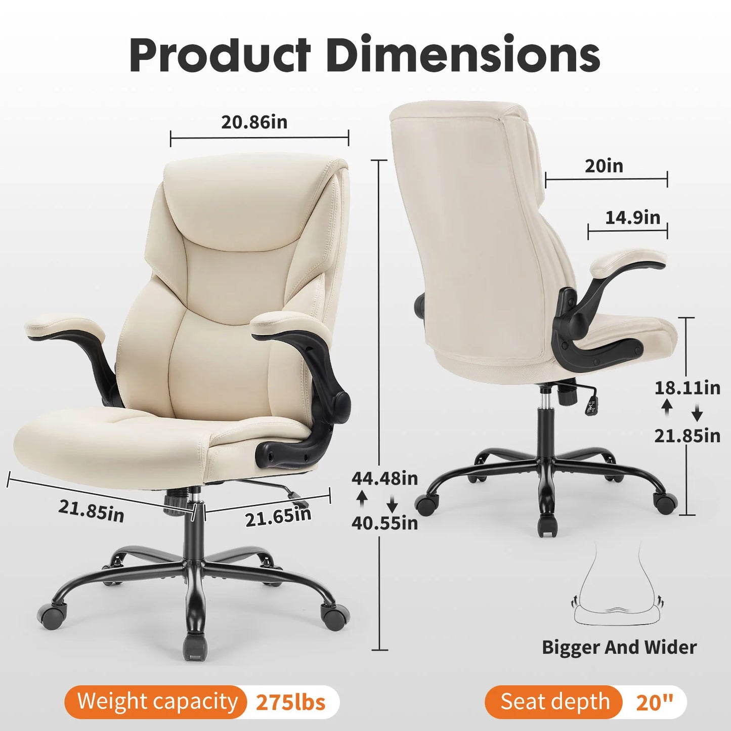 JHK Ergonomic Office Chair With Adjustable Height And Flip Arms