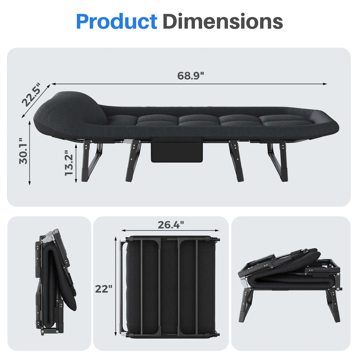 JHK Folding Camping Bed With Mattress Lightweight Cot Supports 450Lb
