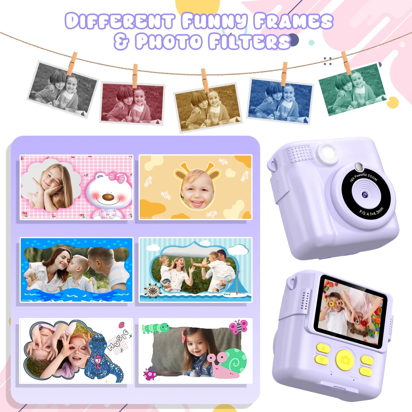 DIAMOOKY CN Kids Digital Camera 1080P Instant Print Toy