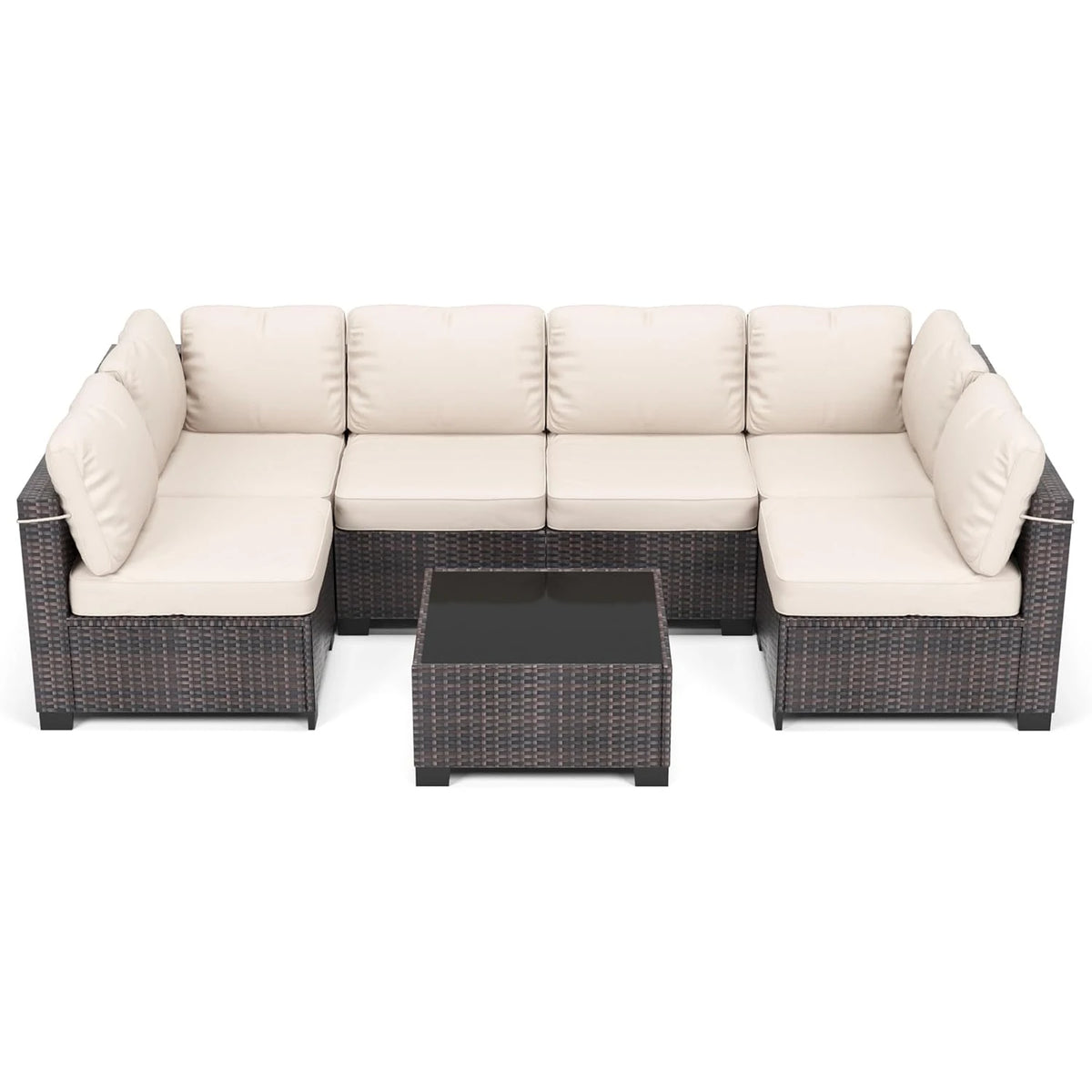 HiMISS Outdoor Modular Rattan Sectional Sofa Conversation Set