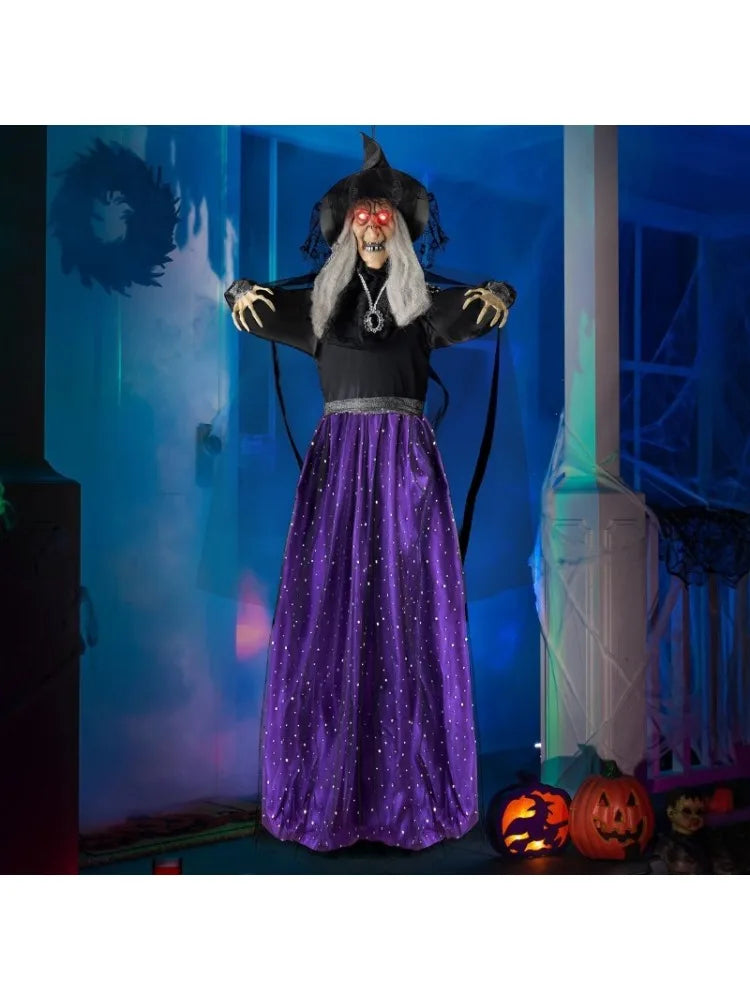 Joyfy Animated Witch Halloween Decor With Sound Activated Talking Led