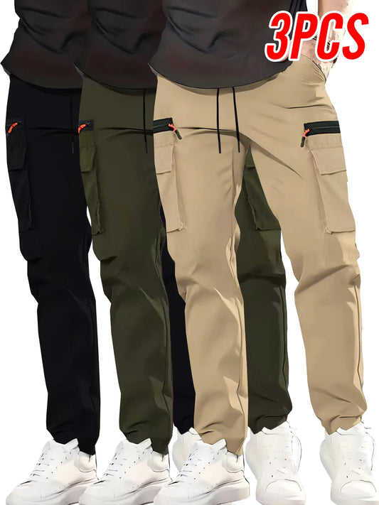 Men's Multi Pocket Cargo Pants With Zippered Front Pockets