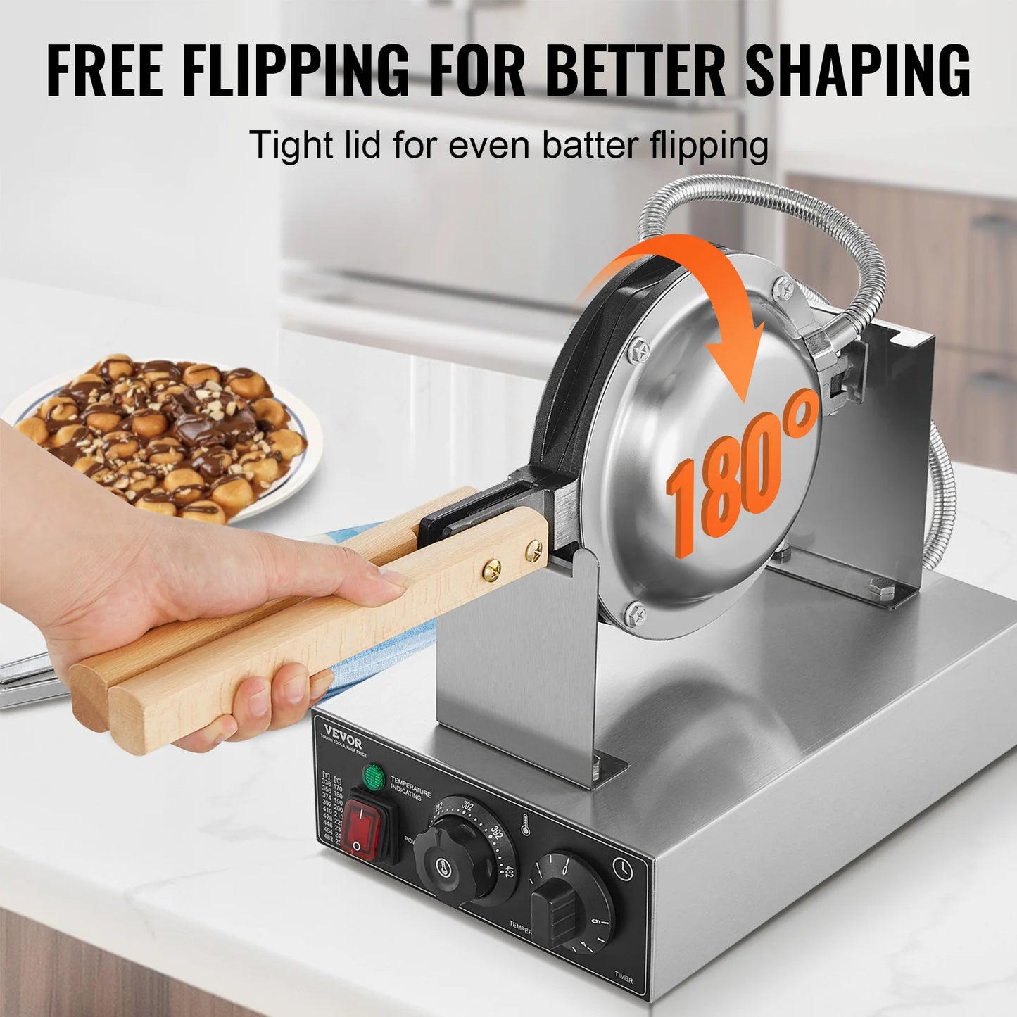 SucceBuy Commercial Egg Bubble Waffle Maker Stainless Steel