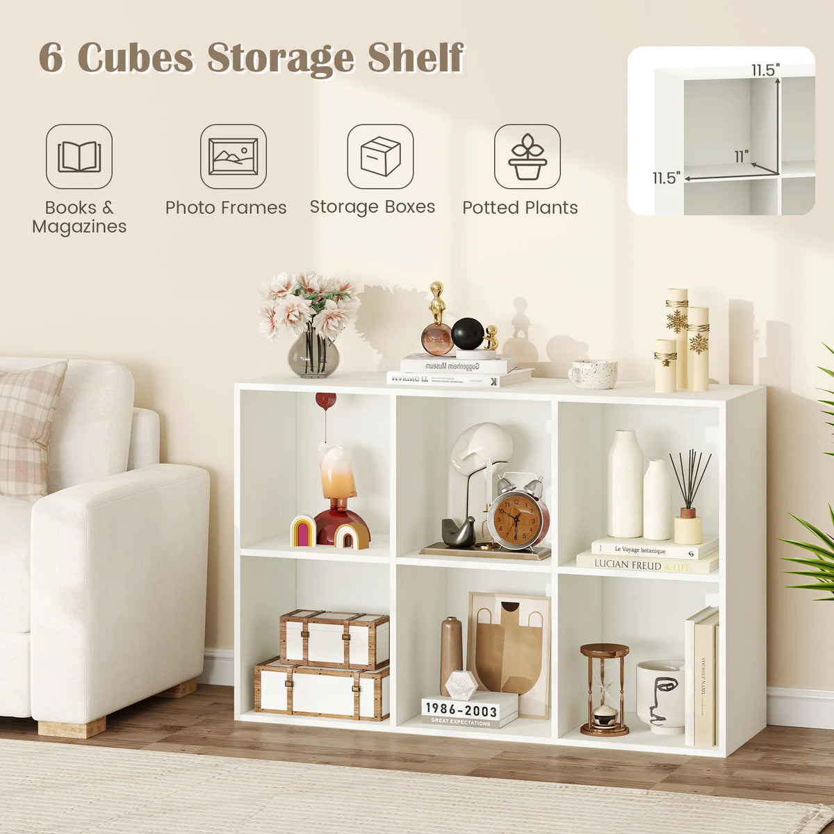 HOMASIS Modern Cube Bookcase Versatile Storage Organizer Bookshelf