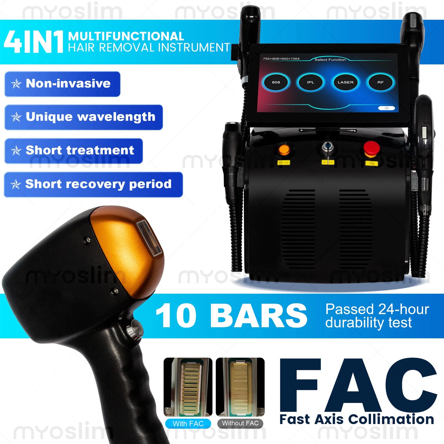 MYOSLIM 4 In 1 Diode Hair Removal Pico Laser System
