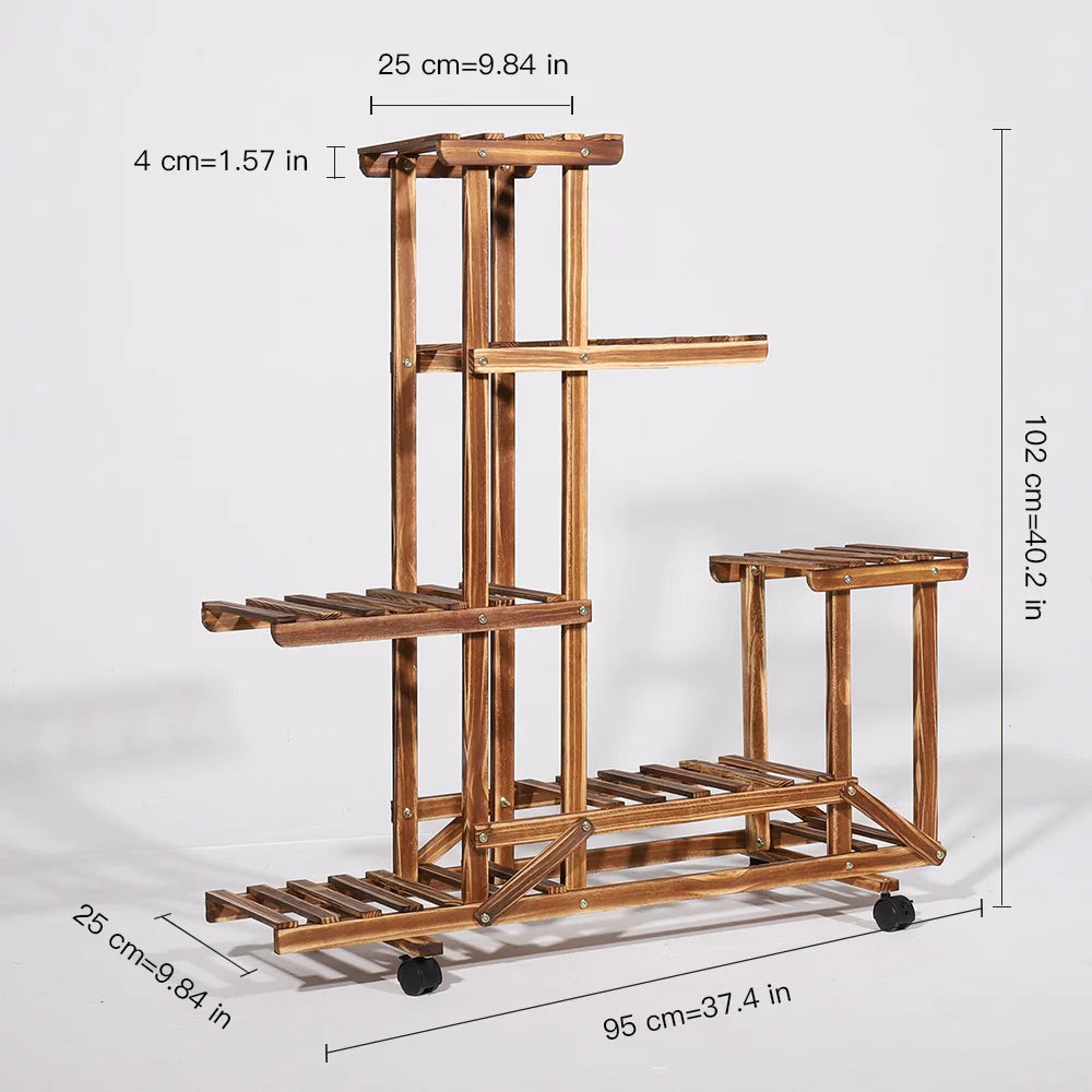 6 Tier Wooden Plant Stand Ladder Display Rack Shelf