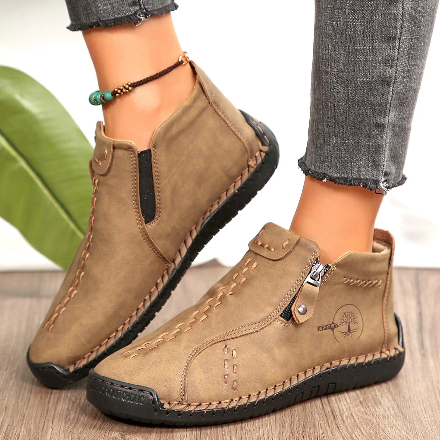 Womens Slip On Lightweight Casual Ankle Boots For Walking
