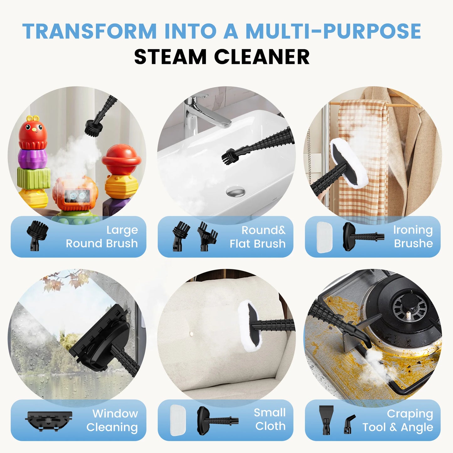 10-In-1 Steam Mop 1550W Detachable Handheld Cleaner