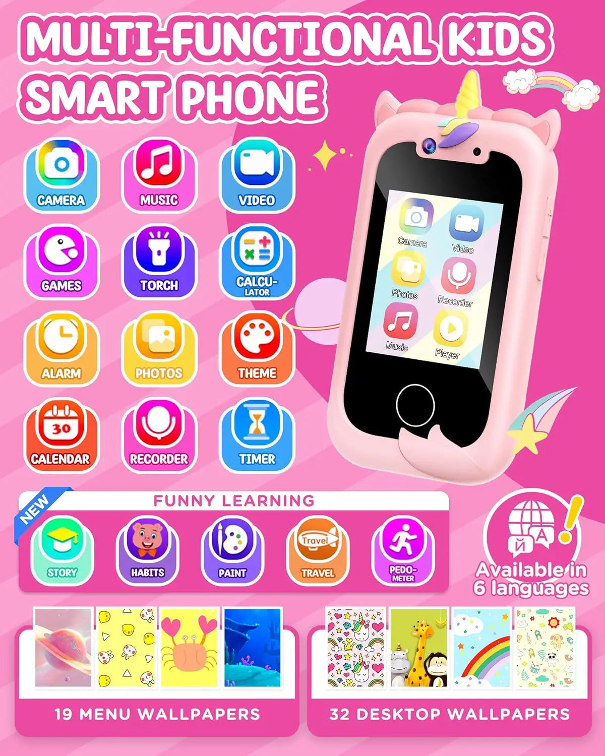 Kids Smart Phone Toy for Children 3-10 Learning Real Play Cell Phone