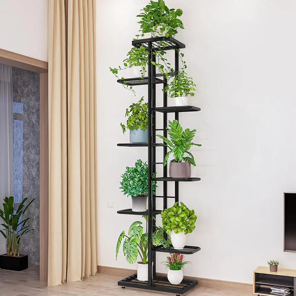 HiMiss 8 Tier Metal Plant Stand Corner Flower Pot Rack