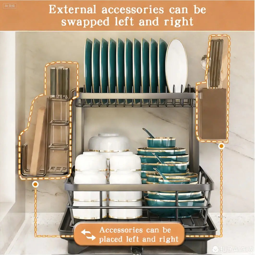 Metal Kitchen Cutlery Rack With Knife Fork And Cup Holders