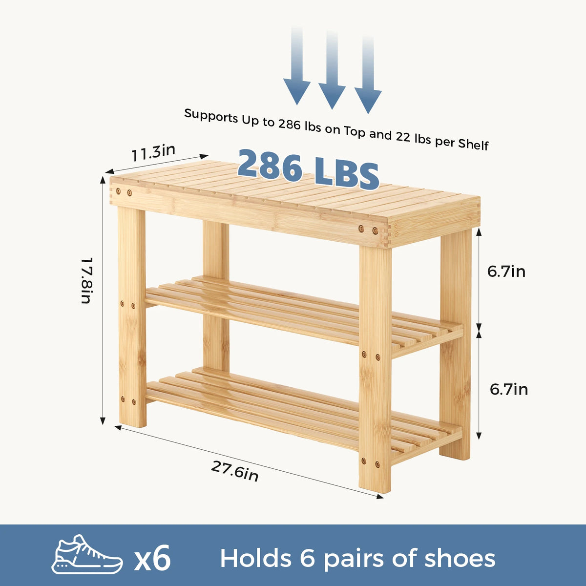 MCQ Three Tier Bamboo Shoe Cabinet And Storage Bench