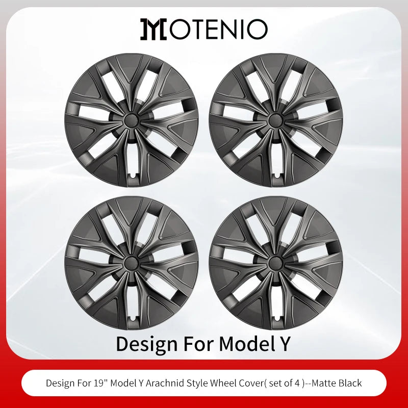MOTENIO 4Pcs Arachnid Web Hub Caps for Tesla Model Y