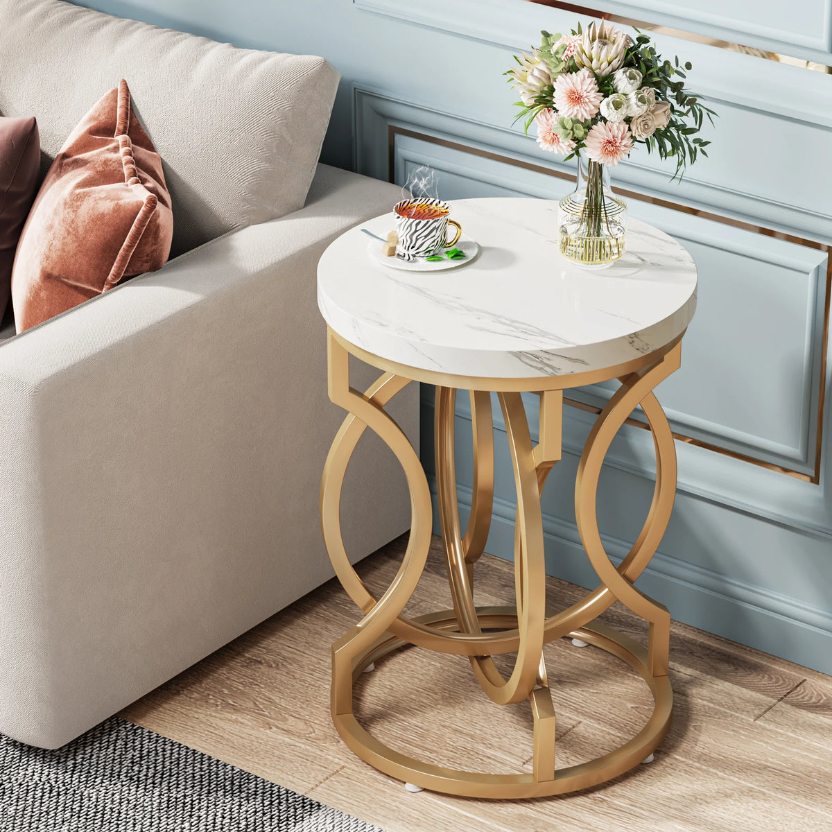 Tribesigns Modern Round End Table with Distinctive O Shaped Base