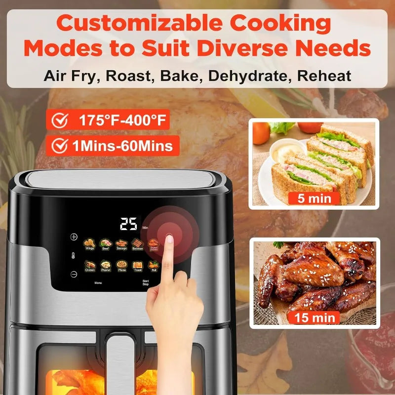 12L Visual Intelligent Fully Automatic Air Fryer Stainless Steel