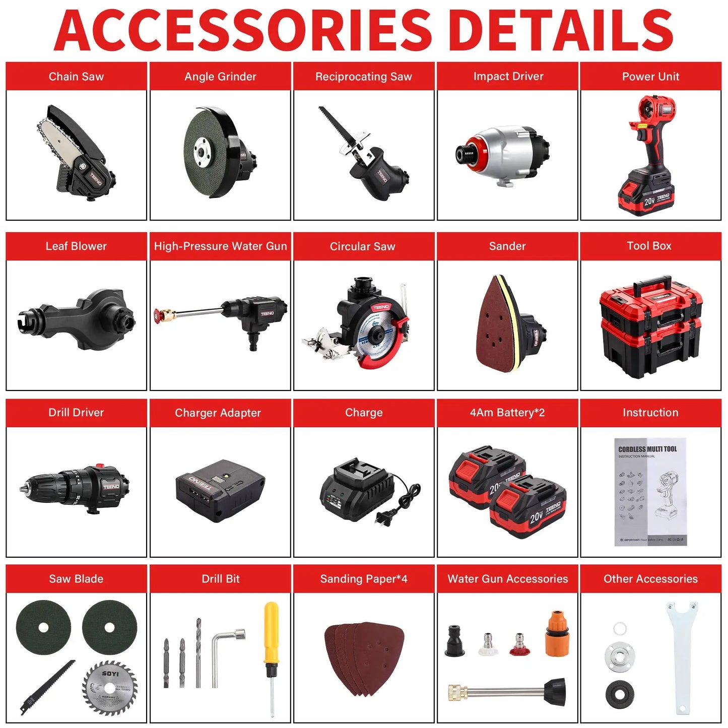 20V Max 9-In-1 Cordless Tool Combo Kit Batteries Included