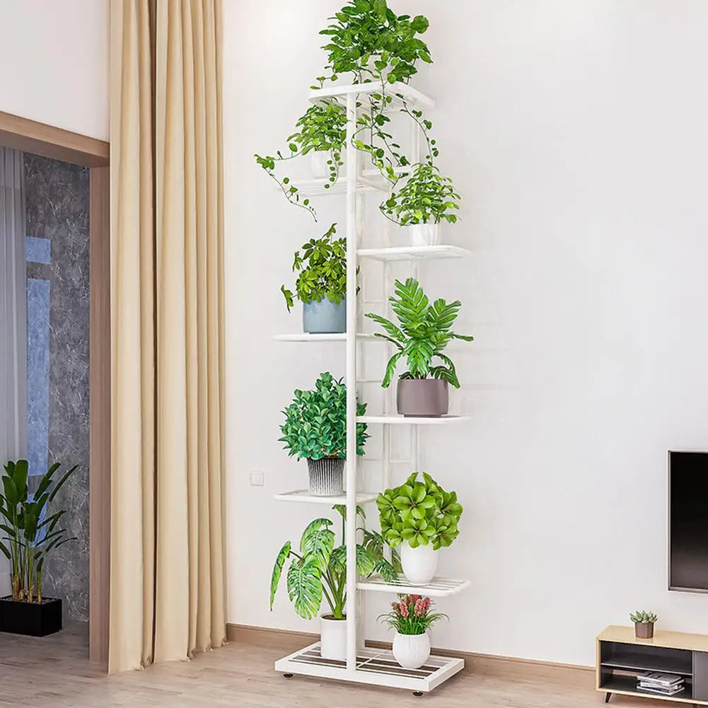 HiMiss 8 Tier Metal Plant Stand Corner Flower Pot Rack