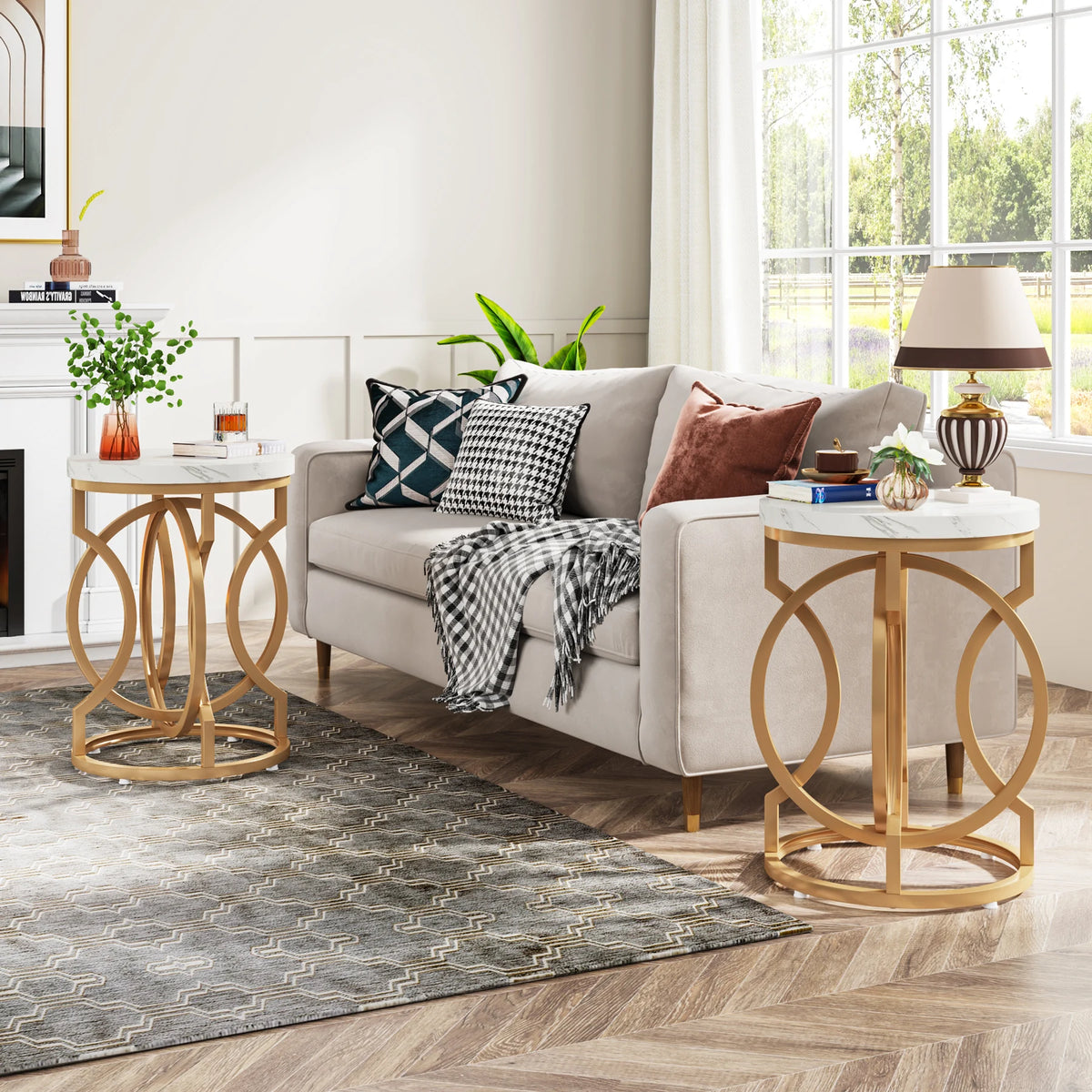 Tribesigns Modern Round End Table with Distinctive O Shaped Base