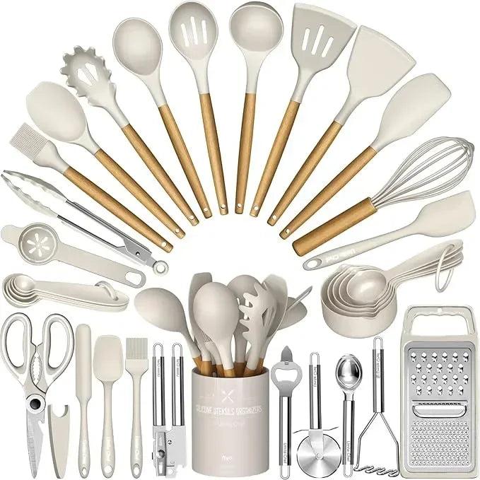Silicone Kitchen Utensil Set With Heat Resistant Nonstick Tools