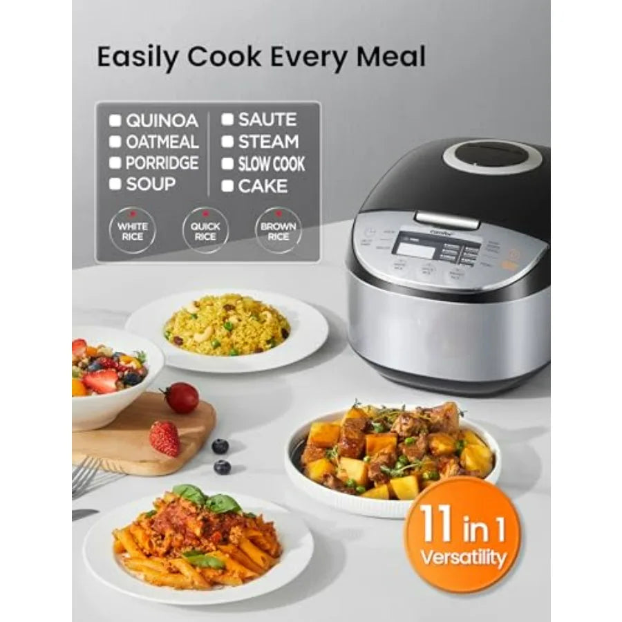 Portable Rice Cooker With Fuzzy Logic, Timer And Steamer