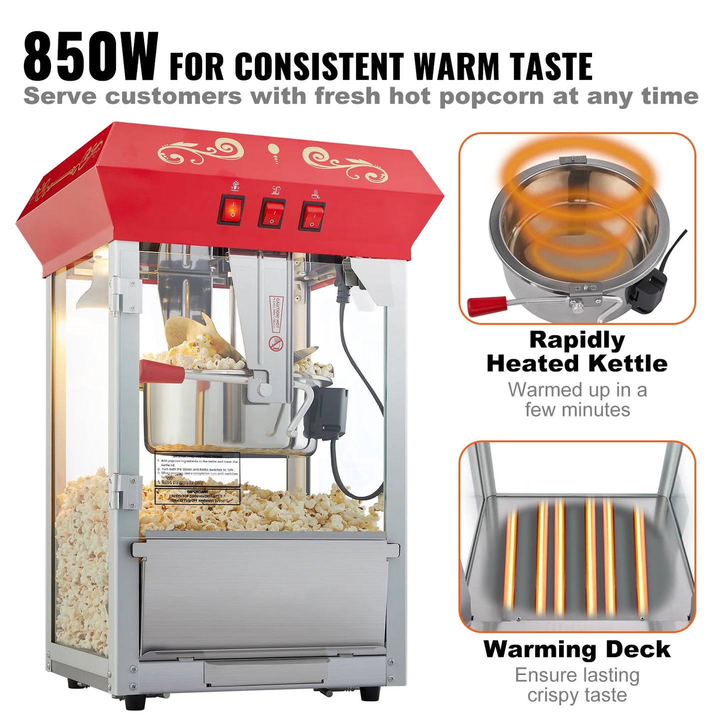 Succebuy Commercial Electric Popcorn Maker With 304 Stainless Steel