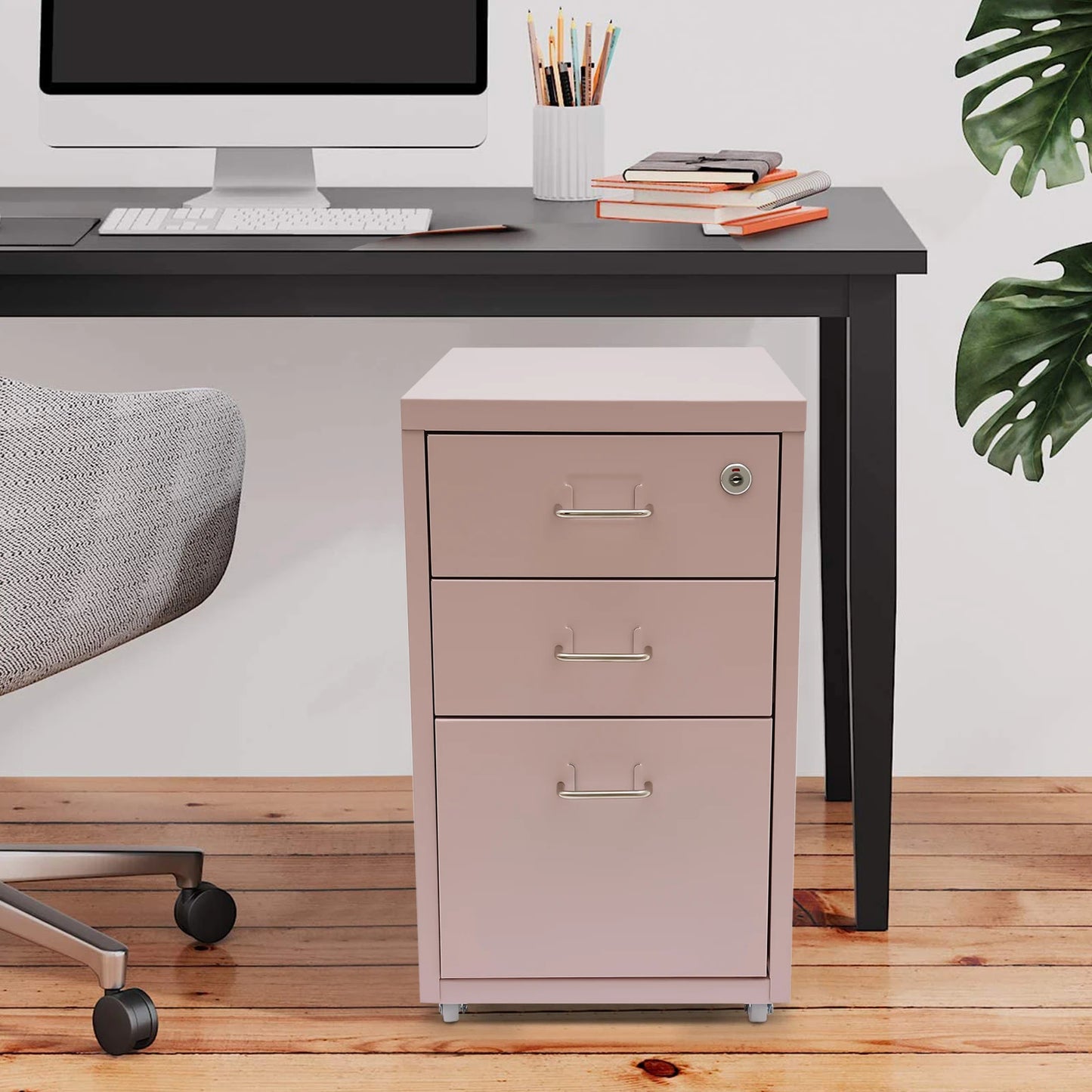 3 Tier Steel Vertical File Cabinet With Lock Mobile Office