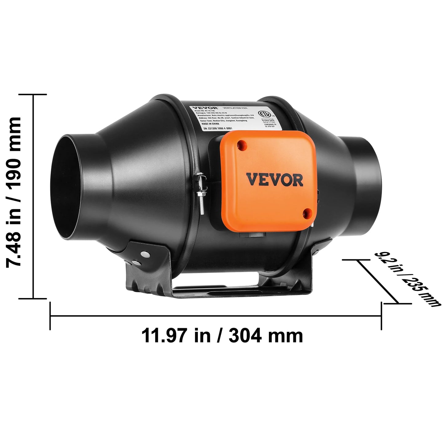 VEVOR Inline Duct Fan With Temperature Humidity Controller EC Motor