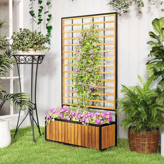 Outsunny Raised Garden Bed With Trellis And Removable Planters