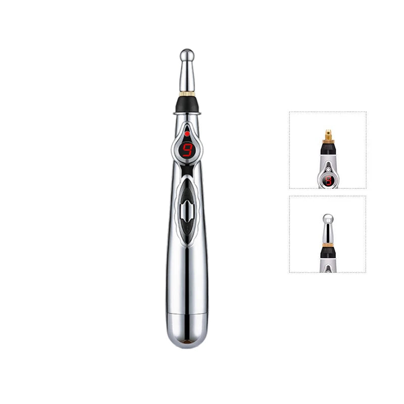 Electronic Acupuncture Pen With Three Massage Heads And Point Finder