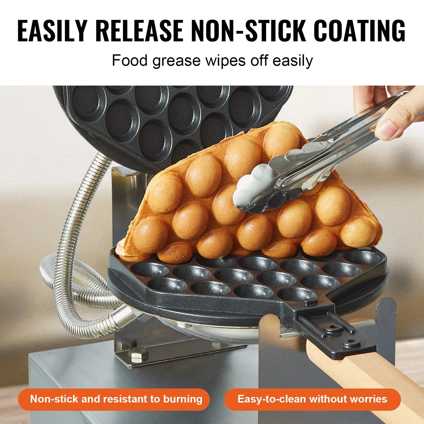 SucceBuy Commercial Egg Bubble Waffle Maker Stainless Steel