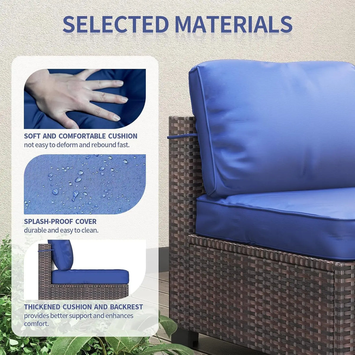 HiMISS Outdoor Modular Rattan Sectional Sofa Conversation Set