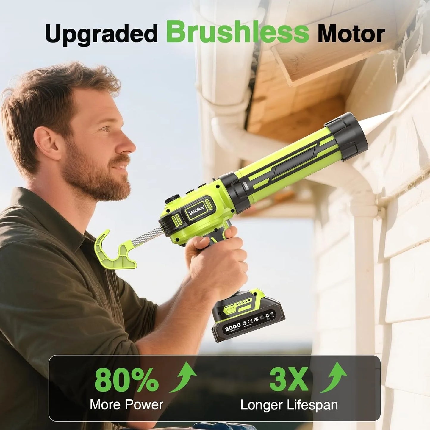 Taskstar Cordless Caulking Gun No Drip With 2Ah Battery