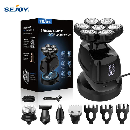 Sejoy 7D Head Shaver 6-In-1 Electric Razor For Men Waterproof