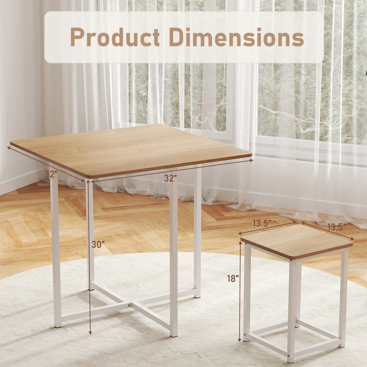 HOMASIS 5 Piece Dining Table And Chair Set Metal Legs