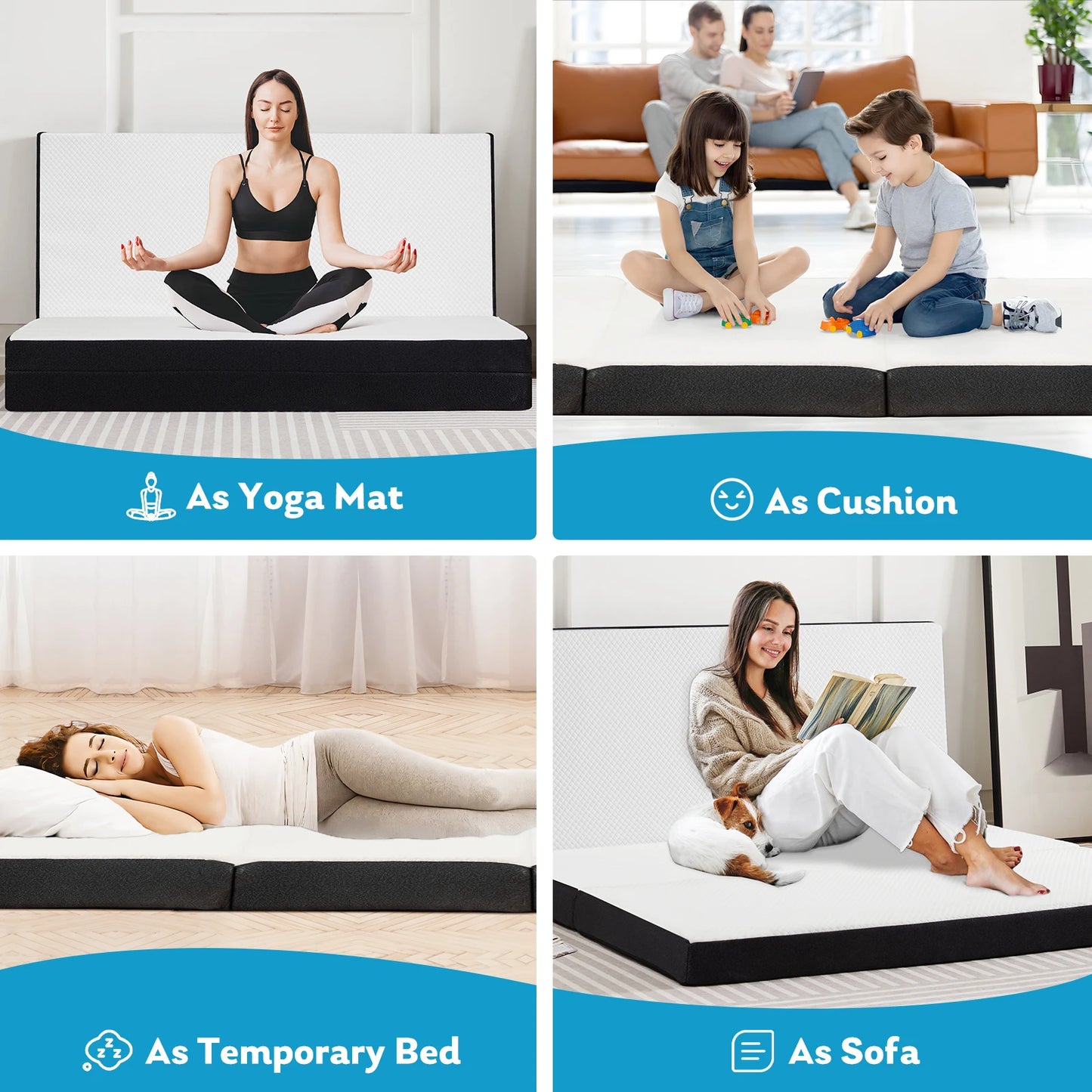 MCQ Tri-Fold Memory Foam Mattress Pad CertiPUR-US Certified For Home