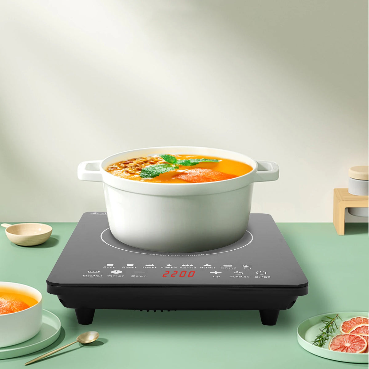 750W Smart Portable Induction Cooktop With 8 Cooking Presets