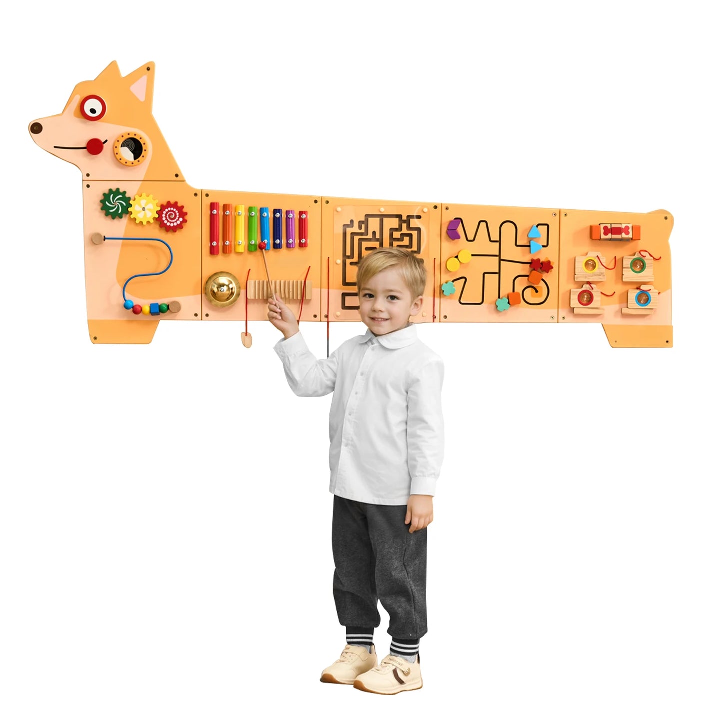 SucceBuy Montessori Sensory Activity Wall Panel With 12 Activities