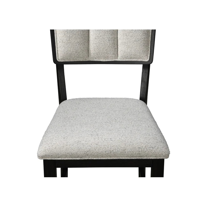 Farmhouse Dining Set With Round Table And Fabric Upholstered Chairs